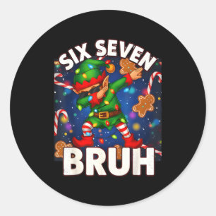 Sex Sju 6 7 Rolig Bruh Jul Dabbing Tomte Matta Runt Klistermärke