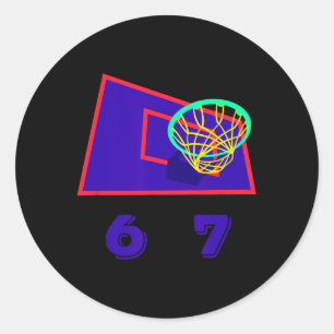 Sex Sju 6 7 Sketll Meme Hoop Design Runt Klistermärke