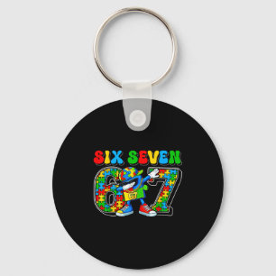 Sex sju autism medvetenhet 67 meme autism pussel nyckelring