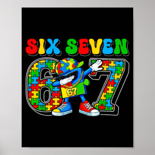 Sex sju autism medvetenhet 67 meme autism pussel poster