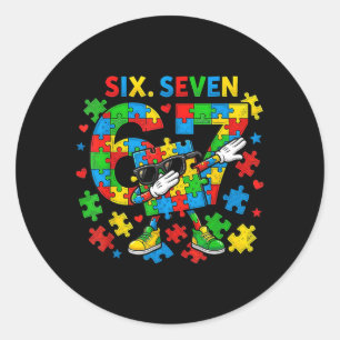 Sex Sju Autism Medvetenhet 67 Meme Autism Pussel Runt Klistermärke
