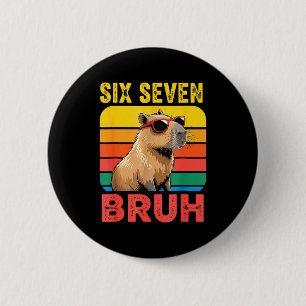 Sex Sju Bruh 67 Kapybara Vintage Roligt Meme Prese Knapp