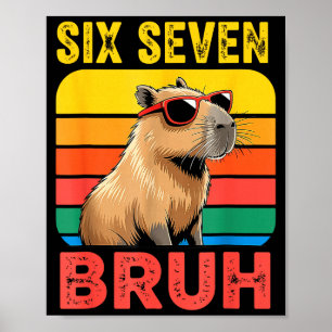 Sex Sju Bruh 67 Kapybara Vintage Roligt Meme Prese Poster
