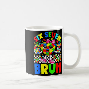 Sex sju bruh 6 7 pussel hjärta 67 autism medvetenh kaffemugg
