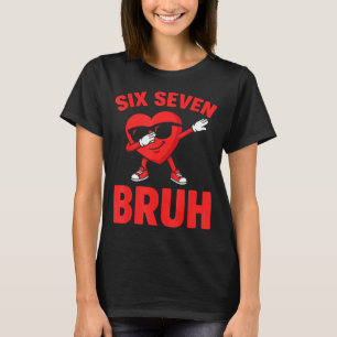 Sex sju bruh dabbing hjärta valentine roliga pojka t shirt