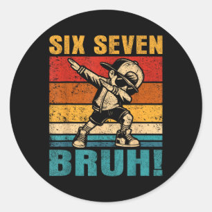 Sex Sju Bruh Dabbing Pojke Rolig 67 Meme Gen Alpha Runt Klistermärke