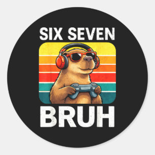 Sex Sju Bruh Kapybara Retro Vintage Rolig 67 Mem Runt Klistermärke