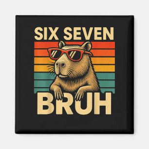 Sex Sju Bruh Kapybara Retro Vintage Roligt 67 Mem Magnet