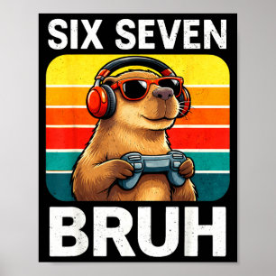 Sex Sju Bruh Kapybara Retro Vintage Roligt 67 Mem Poster