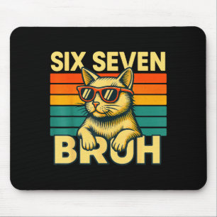 Sex Sju Bruh Katt Retro Vintage Rollig 67 Meme För Musmatta