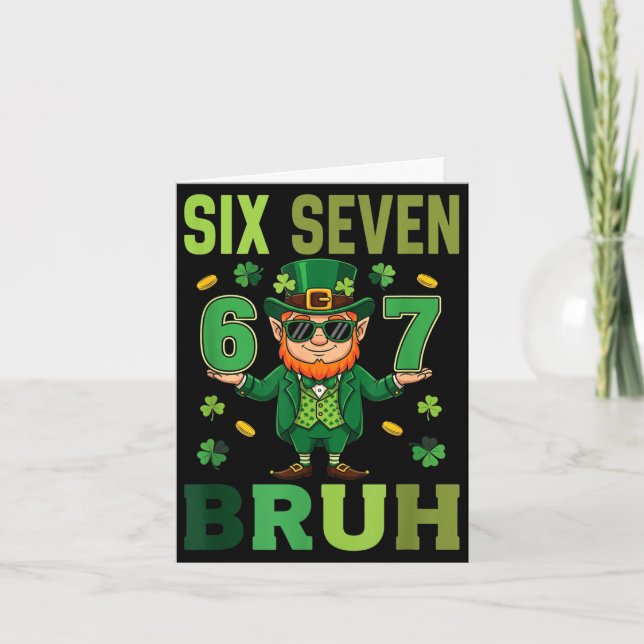 Sex sju bruh läppgubbe 67 meme st patricks dag kort (Framsida)
