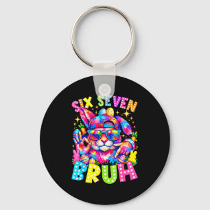 Sex sju bruh påskkanin ansikte tie dye glasögon nyckelring