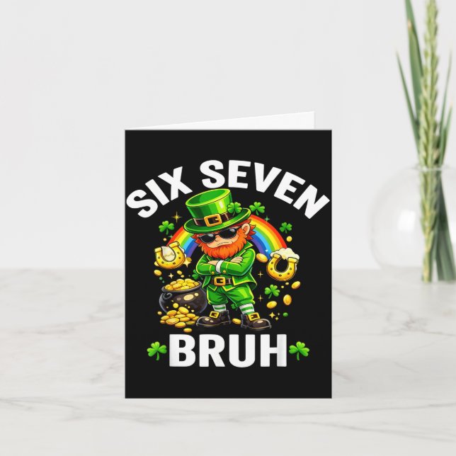 Sex sju bruh st patrick's day rolig leprechaun kort (Framsida)