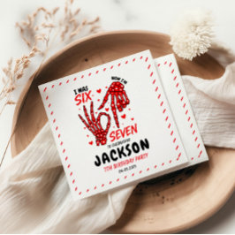 Sex Sju Födelsedag Skelett Händer Party Pappersservett