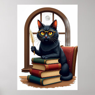 Sex Sju Födelsedagspresent Mörk Akademi Katt Bok K Poster