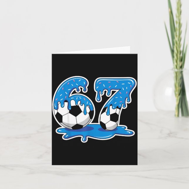 Sex Sju Fotboll Glass Drip Rolig Design  Kort (Framsida)