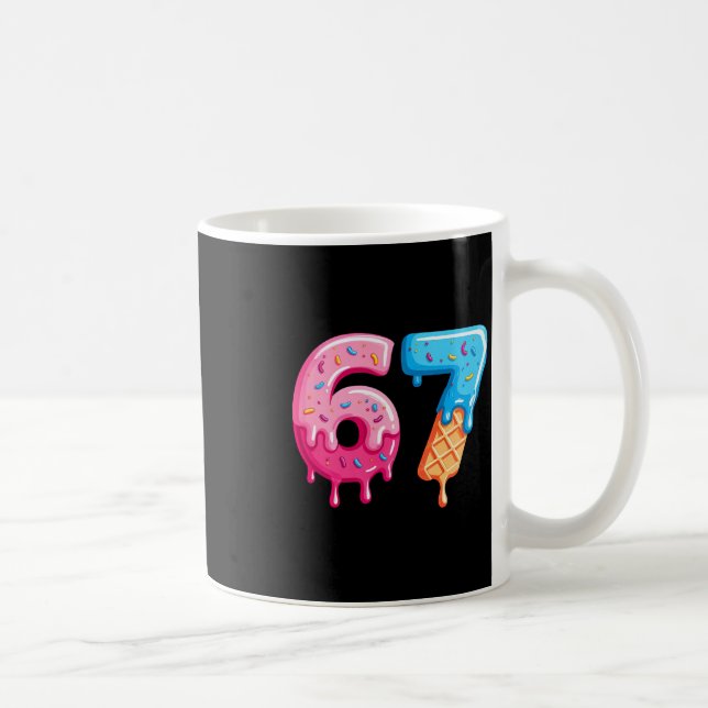 Sex Sju Glass Drip Cool Meme 67 Rollig Nummer Kaffemugg (Höger)