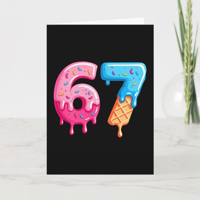Sex Sju Glass Drip Cool Meme 67 Rollig Nummer Kort (Framsida)