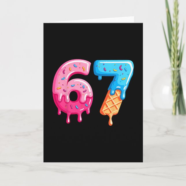 Sex Sju Glass Dropp Cool Meme 67 Rollig Nummer Kort (Framsida)