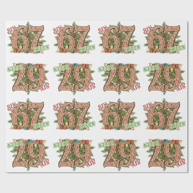 Sex Sju Högtid, Grön & Röd  Presentpapper (Platt)