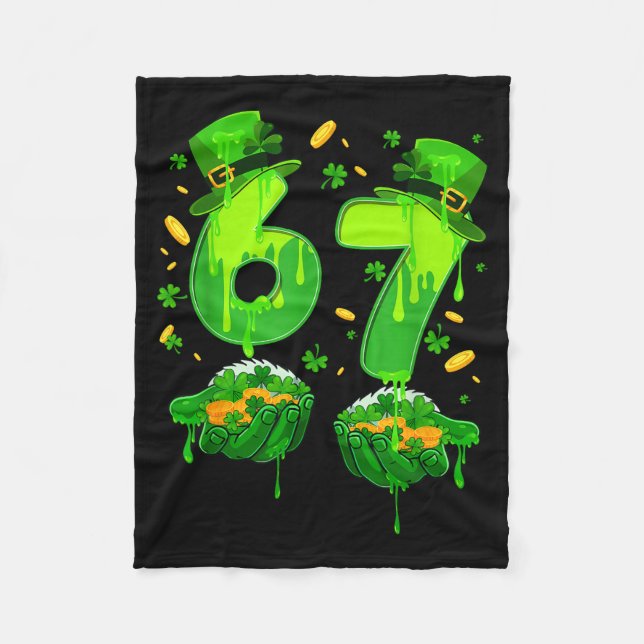 Sex sju meme 67 Saint Patrick's Day shamrock Fleecefilt (Framsidan)