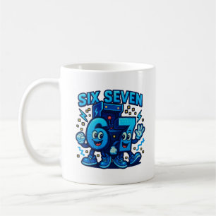 Sex Sju Rolig Tecknad Nummer Karaktärs Konst Kaffemugg