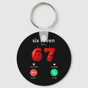 Sex Sju Samtal Meme Minimalistisk Trendig Telefon Nyckelring