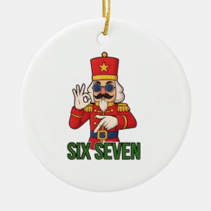 Sex Sju Snömannen Jul Nötknäppare 6 7 Xmas Julgransprydnad Keramik
