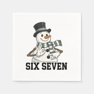 Sex Sju Snömannen Jul Tomte 6 7 Xmas Pappersservett
