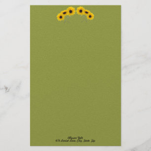 Sex solblommor Blommigt Photo Banner Arch-Anpassni Brevpapper