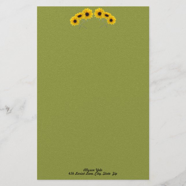 Sex solblommor Blommigt Photo Banner Arch-Anpassni Brevpapper (Framsida)