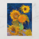Sex solblommor van Gogh Fine Art Vykort<br><div class="desc">Detta är oljemålningen "Sex solblommor" som gjordes 1888 av den nederländske postiske konstnären Vincent Willem van Gogh (1853-1890).    Det är vår Fine Art Series nr 117.</div>