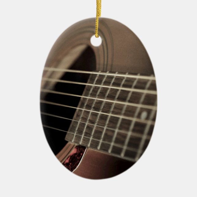 Sex String Acoustic Guitar Julgransprydnad Keramik (Framsidan)