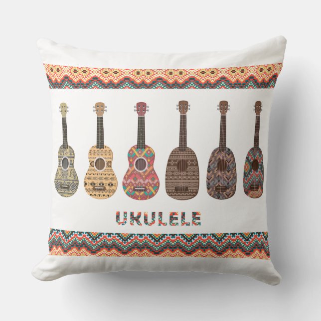 Sex Ukulele Mönster Kudd Kudde (Framsida)
