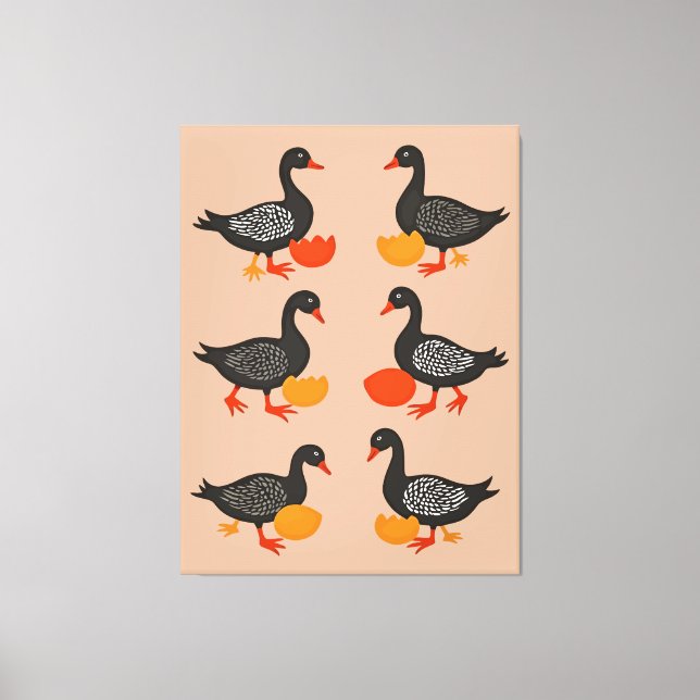 Sex utläggningsgäss i mitten av århundradet, återu canvastryck (Framsida)