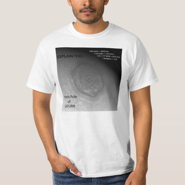 Sexhörnig "storm", Saturns nordpolen - Icke? T-shirt (Framsida)