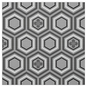 Sexhörnigt Kimonotryck, grått/grå färg och vit Tyg