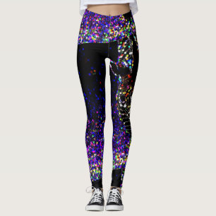Sexhörningszebra tryckdamasker på svart leggings