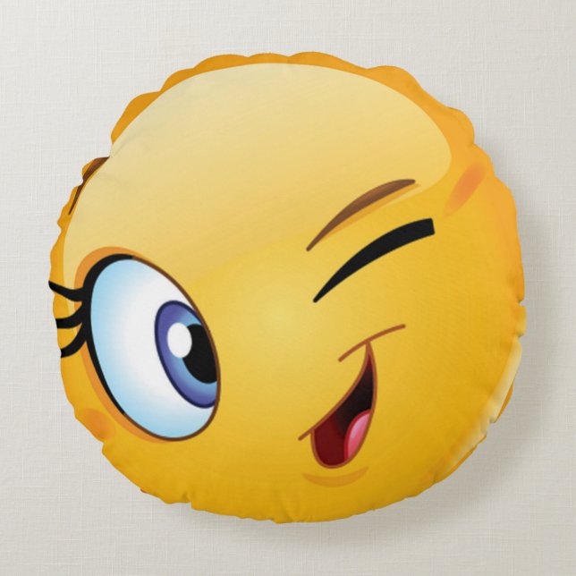 Sexig blinkning Emoji Rund Kudde (Framsidan)