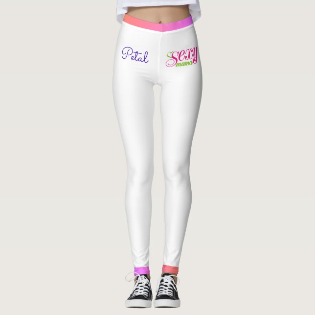 Sexig Mamma med vitt namn Leggings (Framsida)