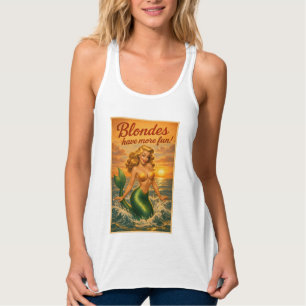 Sexig Strand Blond Pinup Siren Retro Kustkonst Linne Med Racerback