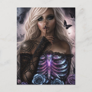 Sexig svart underkläder Ben Fjärilar Gothic Lady Vykort