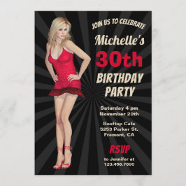 Sexig varm blond kvinnafödelsedagsfest inbjudan
