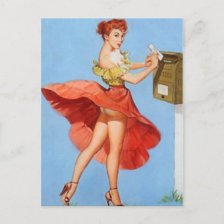 Sexig vintage pinup-flicka vykort