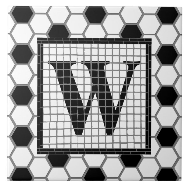 Sexkantig kakeltryck Monogram Kakelplatta (Framsidan)