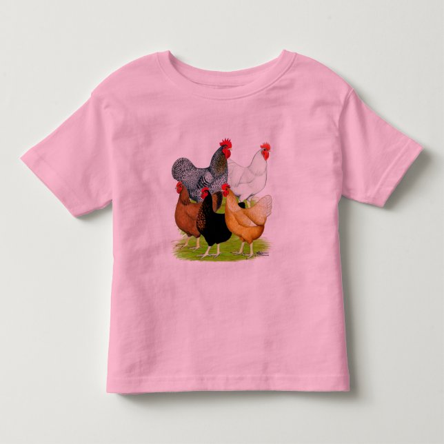 Sexlänkade kycklingar Quintet Tee (Framsida)