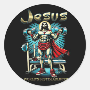 Sexpack Jesus World Best Deadlifter Christian Chr Runt Klistermärke