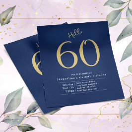 Sextio blå Guld budget 60:e födelsedagsinbjudan Flygblad