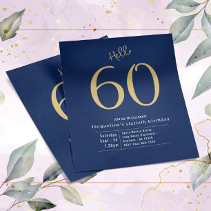 Sextio blå Guld budget 60:e födelsedagsinbjudan Flygblad