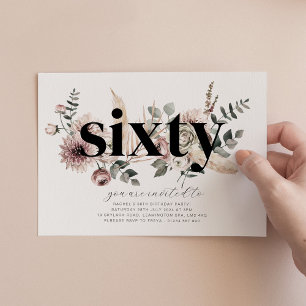 Sextio Blommigtar - 60:e födelsedagsinbjudan Inbjudningar